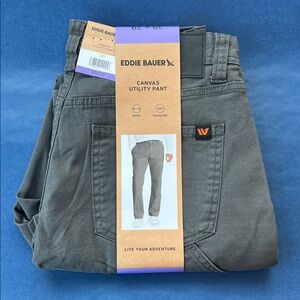 Eddie Bauer Canvas Utility Pant, Gray, NWT